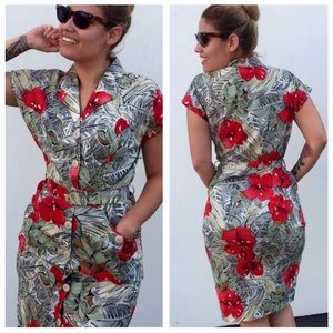 🌺SOLD Tropical print dress with matching belt🌺